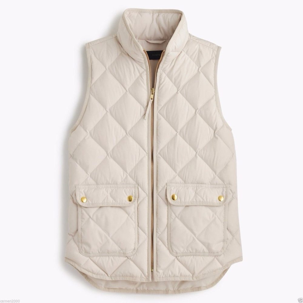 J. Crew Cream Quilted Puffer Vest